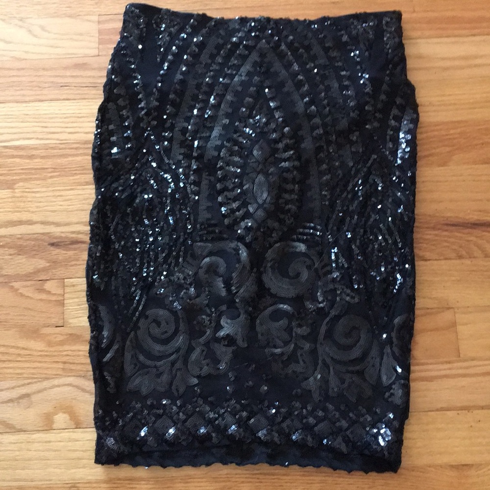 Akira Black Sequin Mini Skirt